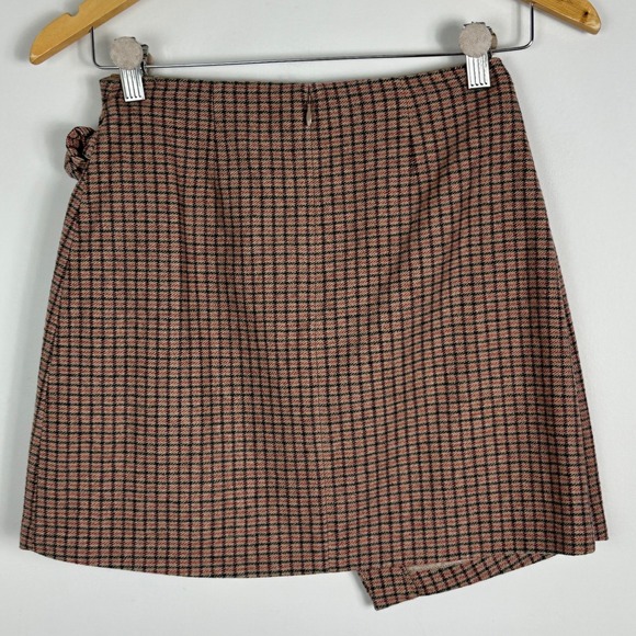 Aritzi Wilfred Brown Academia Plaid Mini Skirt‎ Womens Sz 0 Dorine Cashmere Wool - Picture 14 of 15